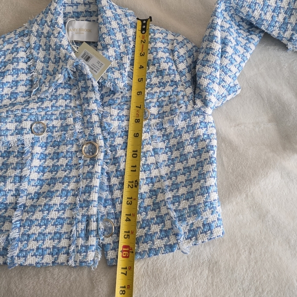 Ramy Brook Maleah Houndstooth Tweed Jacket NWT Womens S Blue Preppy City Chic - Picture 9 of 15